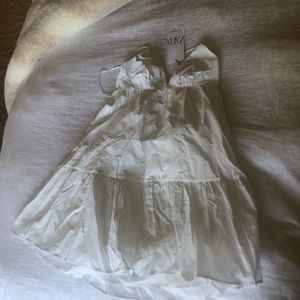 Zara White Tiered Poplin Mini Dress